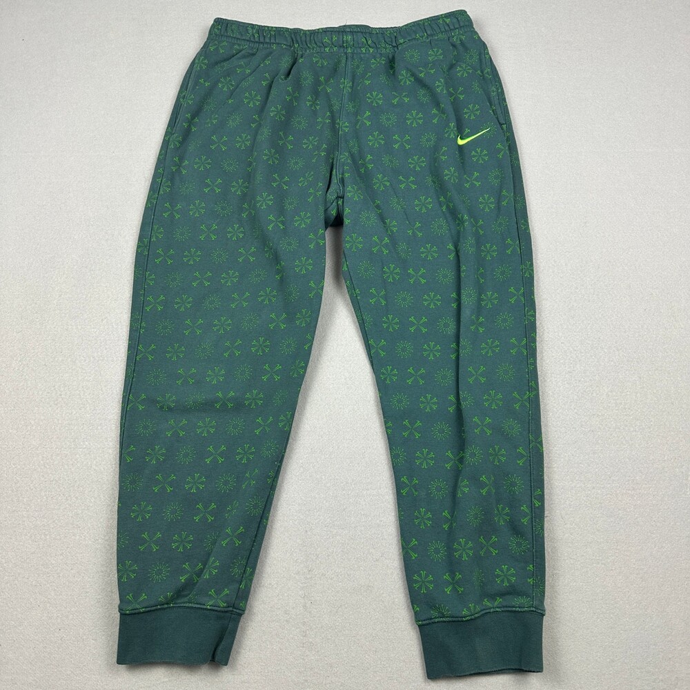 Nike Pants Men Extra Large Green Club Fleece Graphic All Over Print Joggers XL